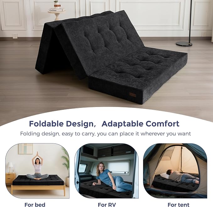 MAXYOYO 6" Folding Sofa Bed for Floor, Tufted Tri-Fold Floor Mattress - Image 8