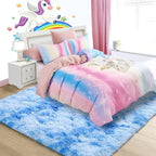 6x9 Large Tie-Dyed Blue Fluffy Soft Area Rug Non-Slip - Image 7