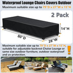 Waterproof Patio Lounge Chair Cover 2 Pack Outdoor Chaise Lounge Covers 600D - Image 2