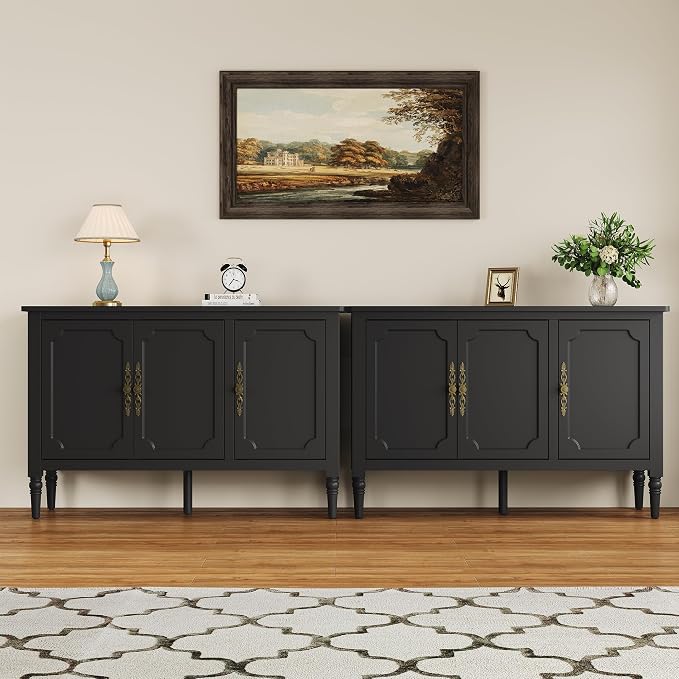 FansaFurn 3-Door Cabinet with Adjustable Shelves, Accent Sideboard with Turned - Image 3