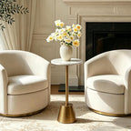White Marble Pedestal Side Table, Round Accent End Table - Image 3