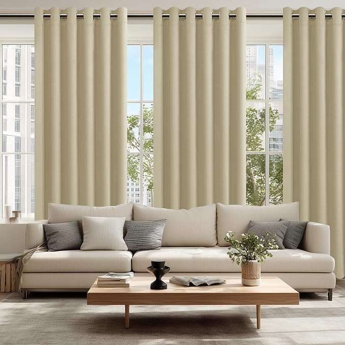Blackout Curtains for Bedroom, Light Beige, 70 x 84 Inch, 2 Panels | Thermal - Image 6