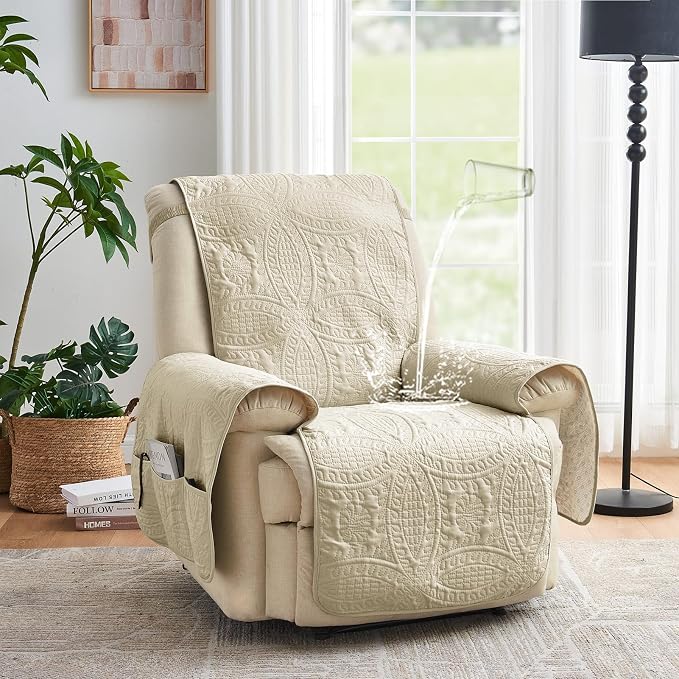 Camel Recliner TV Chair Covers, Quilted Décor Water-Repellent Medium Lazy Boy - Image 2