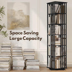 YOWOS Rotating Bookshelf Tower, 360° Display Spinning Bookcase, Bamboo - Image 4