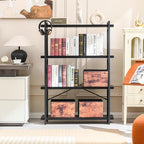 HCHQHS Bookshelf, 4-Tier Industrial Bookcase, Freestanding Tall Bookshelves - Image 7