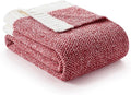 Snuggle Sac Christmas Red Blanket Twin Size, Ultra Soft Warm Fuzzy Knit Blanket by SnuggleSac