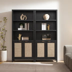 SICOTAS Bookcase 71" Tall Bookshelf 5 Tier Rattan Boho Bookcase - Image 3
