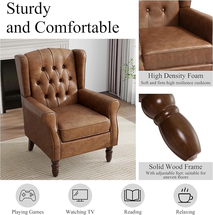 Mid-Century Modern Wingback Accent Chair - Image 4