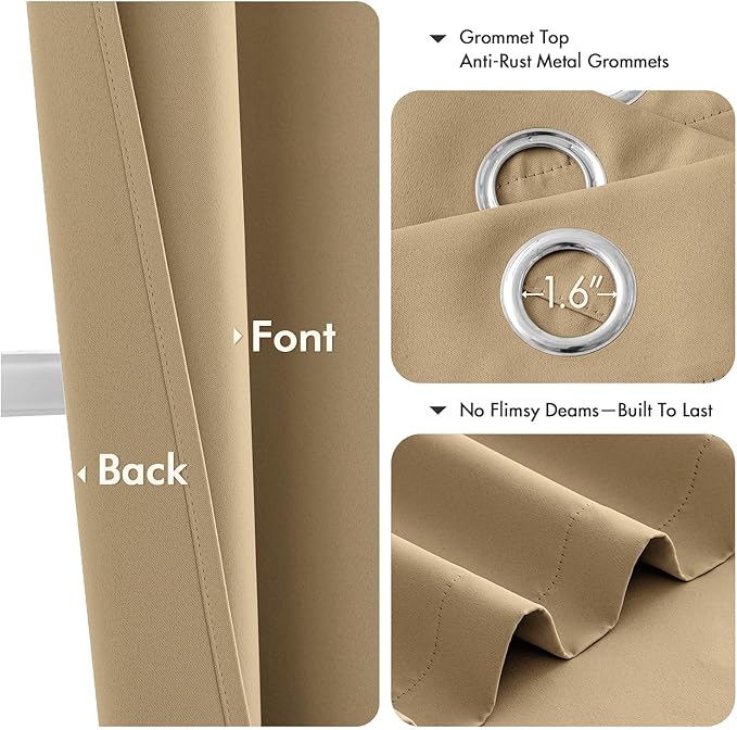 MIULEE Blackout Curtains for Bedroom 2 Panels 40 x 54 Inch Long Taupe Brown | - Image 4