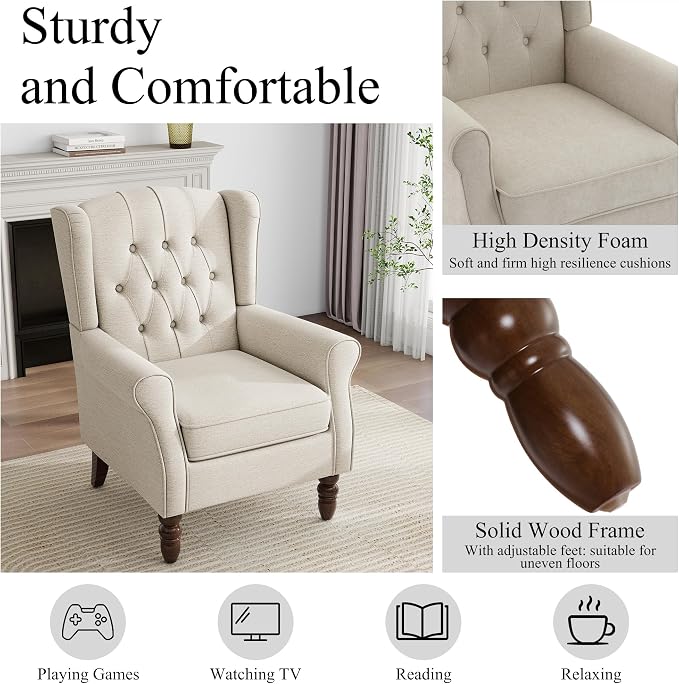 Mid-Century Modern 2-Piece Wingback Chair Set - Image 4
