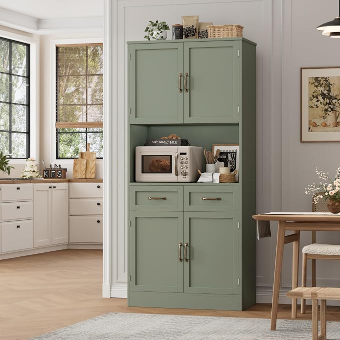 HOSTACK 71“ Tall Kitchen Pantry Storage Cabinet, Modern Kitchen Hutch Bar - Image 2