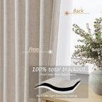Extra Long 100% Blackout Linen Curtains - Image 4