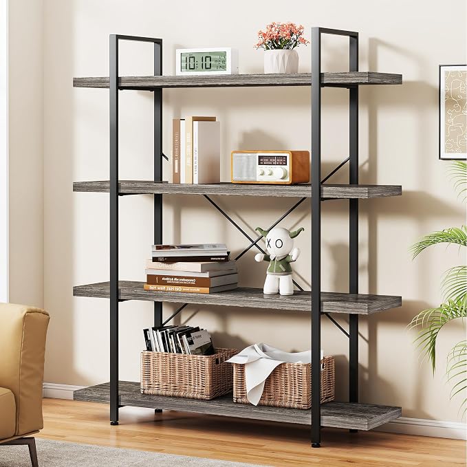 OtterOasis Heavy Duty 4-Tier Industrial Bookcase, 120lbs Shelf Capacity by OtterOasis