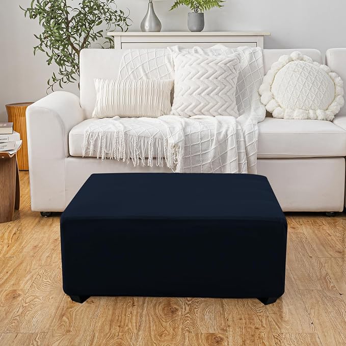 Super Stretch Ottoman Cover- Soft Form Fit Ottoman Cover Rectangular Ottoman - Image 2