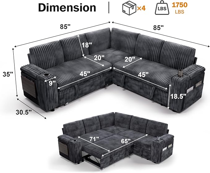 Vipbear 86" Modular Sectional Sleeper Sofa - Image 2