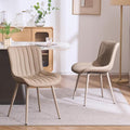 YOUNUOKE Mid-Century Modern Dining Chairs Set of 2, Khaki PU Leather by YOUNUOKE
