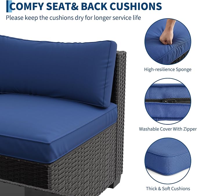 Patio Furniture Sets, 7-Piece Outdoor Sectional Sofa Set - Image 5
