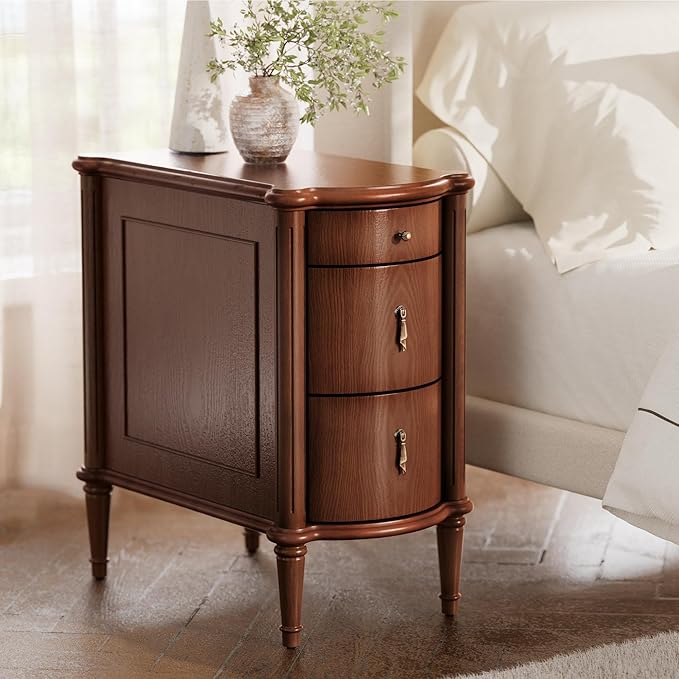 STO'SENSE Nightstand w/Charging Station & 3 Drawers, Pre-Assembled, Vintage by STOSENSE