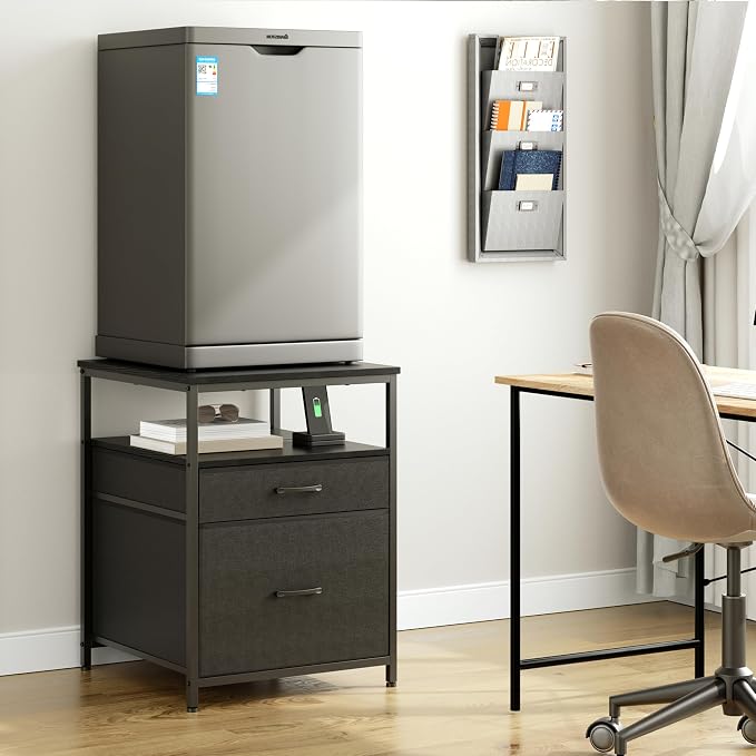 Herture Mini Fridge Stand with 3 Storage, Mini Fridge Cabinet, Beverage Fridge - Image 7
