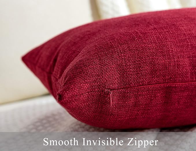 Stellhome Christmas Decorative Burlap Throw Pillow Covers Square Solid - Image 4