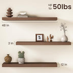 Walnut Floating Shelves 48Inch Long, 12 Inch Deep Floating Shelves - Image 3