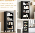 Arched Bookshelf with 4 Tier Open Shelves, Study and Living Room, Modern Black - Image 6