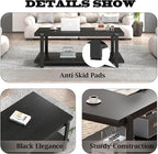 FOLUBAN Black Coffee Table, Modern Rustic Wood Center Table - Image 5