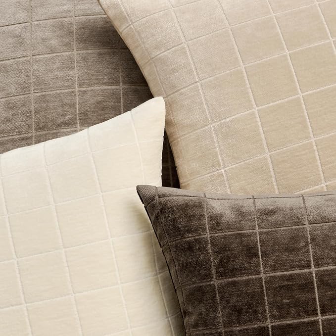 MIULEE Decorative Chenille Check Throw Pillow Covers Vintage Plaid Couch - Image 2