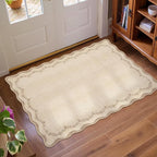GarveeHome Scalloped Entryway Rug 2x3 Jute Washable Front Door Entry Rug | Tan - Image 7
