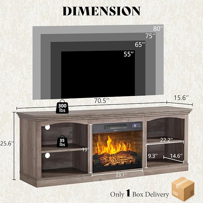 AMERLIFE 70 Inch Fireplace TV Stand - Image 6