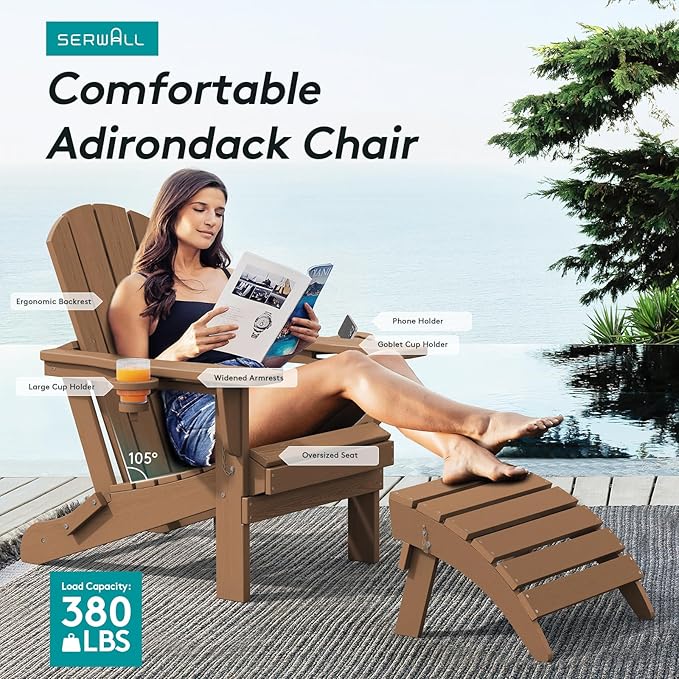 SERWALL Adirondack Chair with Cup Holders - Image 6