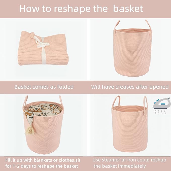 XUANGUO Cotton Rope Laundry Basket Hamper - Image 6