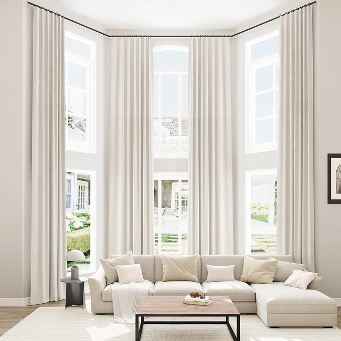 Extra Long 100% Blackout Linen Curtains by Guken