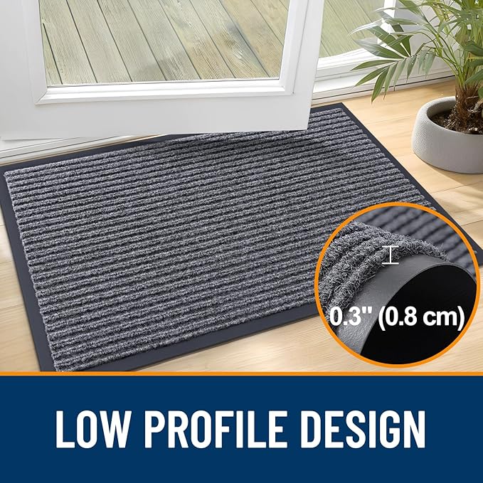 OLANLY 2-Pack Front Door Mats 33x21, Waterproof Heavy-Duty Doormats | Grey - Image 4