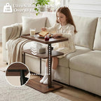 Faesun C Table End Table Adjustable Height, 360°Swivel TV Tray Table - Image 3