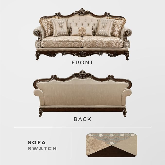 Lexicon Traditional Sofa Couch for Living Room, Rolled Arm Sofa - Image 4