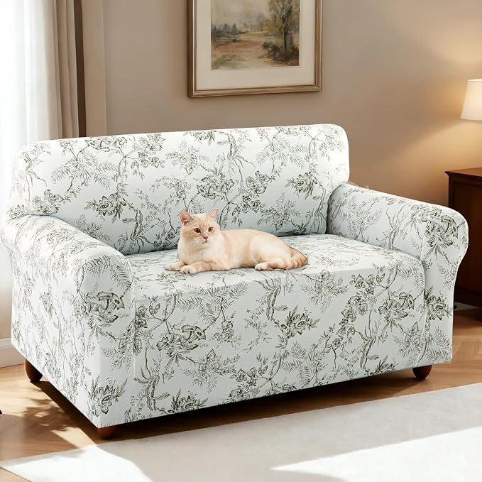H.VERSAILTEX High Stretch Couch Cover 2 Cushion Sofa Printed Love Seat Couch - Image 2