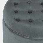 Homepop Home Decor | Upholstered Round Velvet Tufted Foot Rest Ottoman | Ottoman - Image 5
