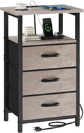 Vagusicc Nightstand with Charging Station, Bedside Table with USB Ports and by Vagusicc