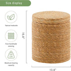 Wimarsbon Round Pouf Ottomans, Handwoven Natural Water Hyacinth Seagrass Pouffe - Image 3