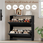 BORNOON Shoe Cabinet with 2 Flip Drawers, Slim Narrow Shoe Storage Cabinet - Image 4