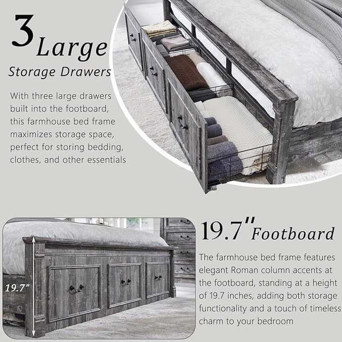Aitjunz Farmhouse King Size Bed Frame - Image 5