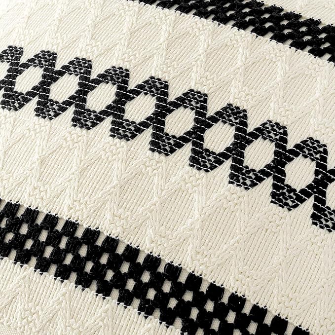 MIULEE Set of 2 Black Boho Decorative Pillow Covers 20x20 Inch | Farmhouse - Image 4