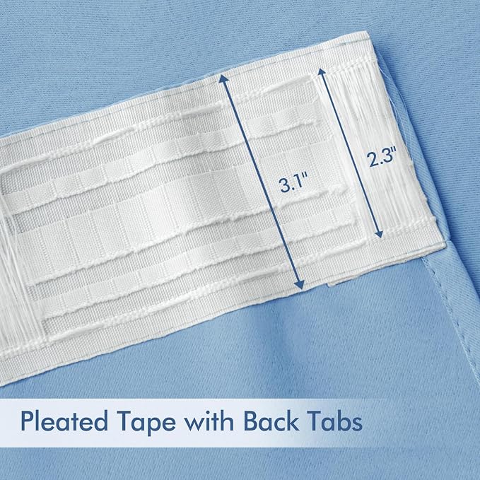 MIULEE Sky Blue Back Tab Blackout Curtains 52x120 Inch Long 2 Panels Set | Rod - Image 4