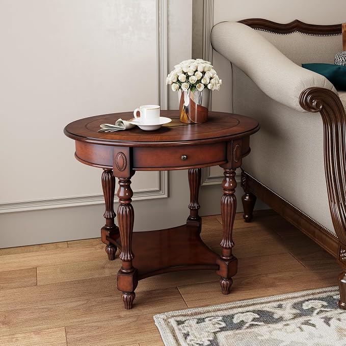PADMA HOUSE Solid Wood Oval End Table - Image 3