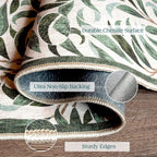 Front Door Mat Outside Entrance, 2x3 Boho Sage Olive Green Leaf Rug | Non-Slip - Image 3