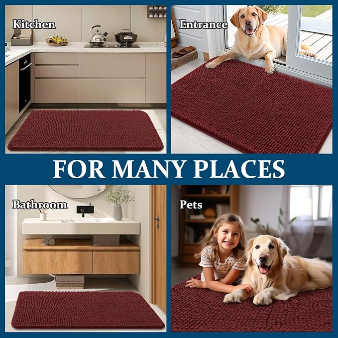 OLANLY Dog Door Mat for Muddy Paws 59x35, Super Absorbent Chenille Mud Mat | - Image 8