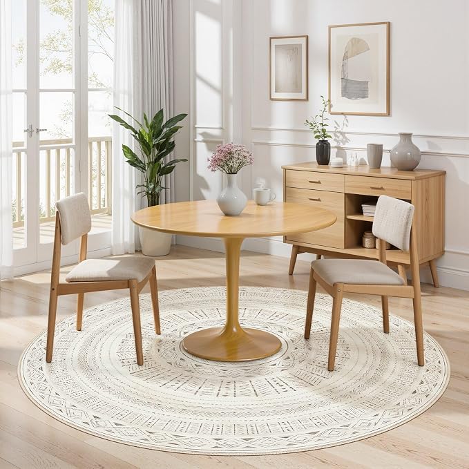 cotiled 5x5 Round Rug 5ft Circle Living Room Boho Area Rugs | Washable Foldable - Image 4