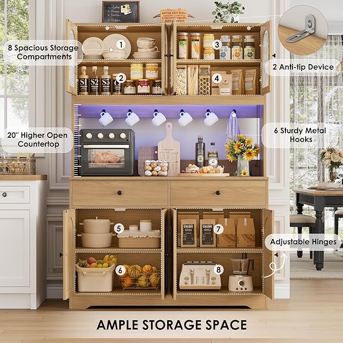 HIFIT 71" LED Kitchen Pantry Cabinet - Image 7