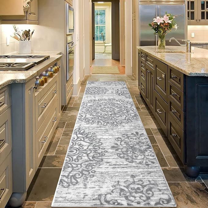 HEBE Hallway Runner Rug 2'x8', Washable Non Slip Kitchen Rug Runner | Soft Boho - Image 7